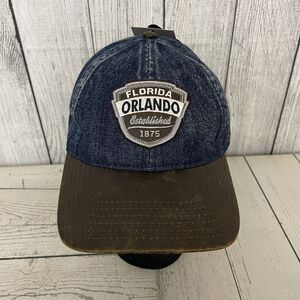 Essencial Blue & Brown Orlando Florida Premium Denim Adjustable Hat Cap NWT